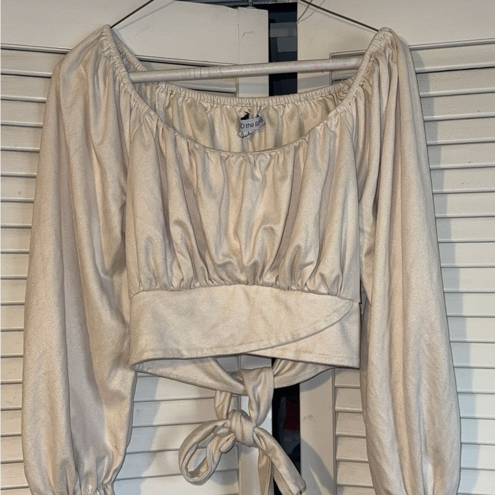On The Road Cream Tie-Back Blouse